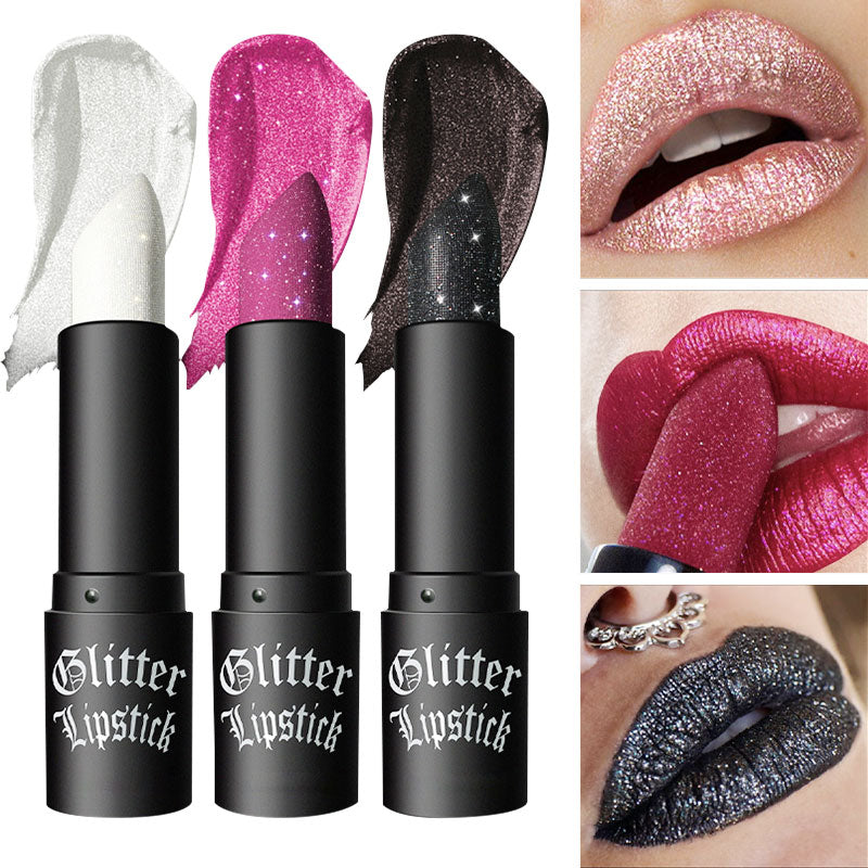 Matte Permanent Lipstick With Fine Glitter