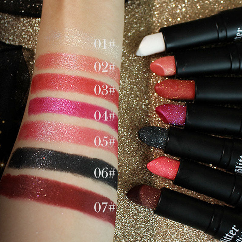 Matte Permanent Lipstick With Fine Glitter