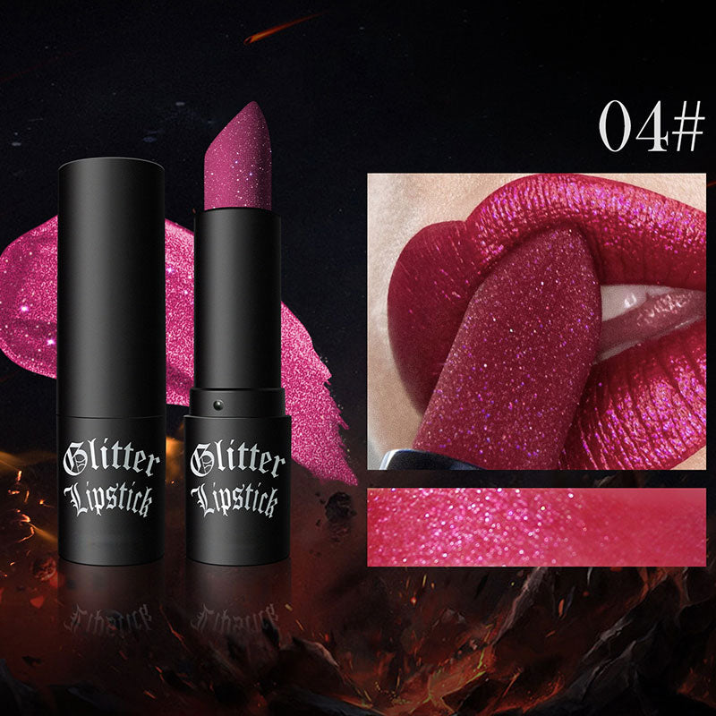 Matte Permanent Lipstick With Fine Glitter